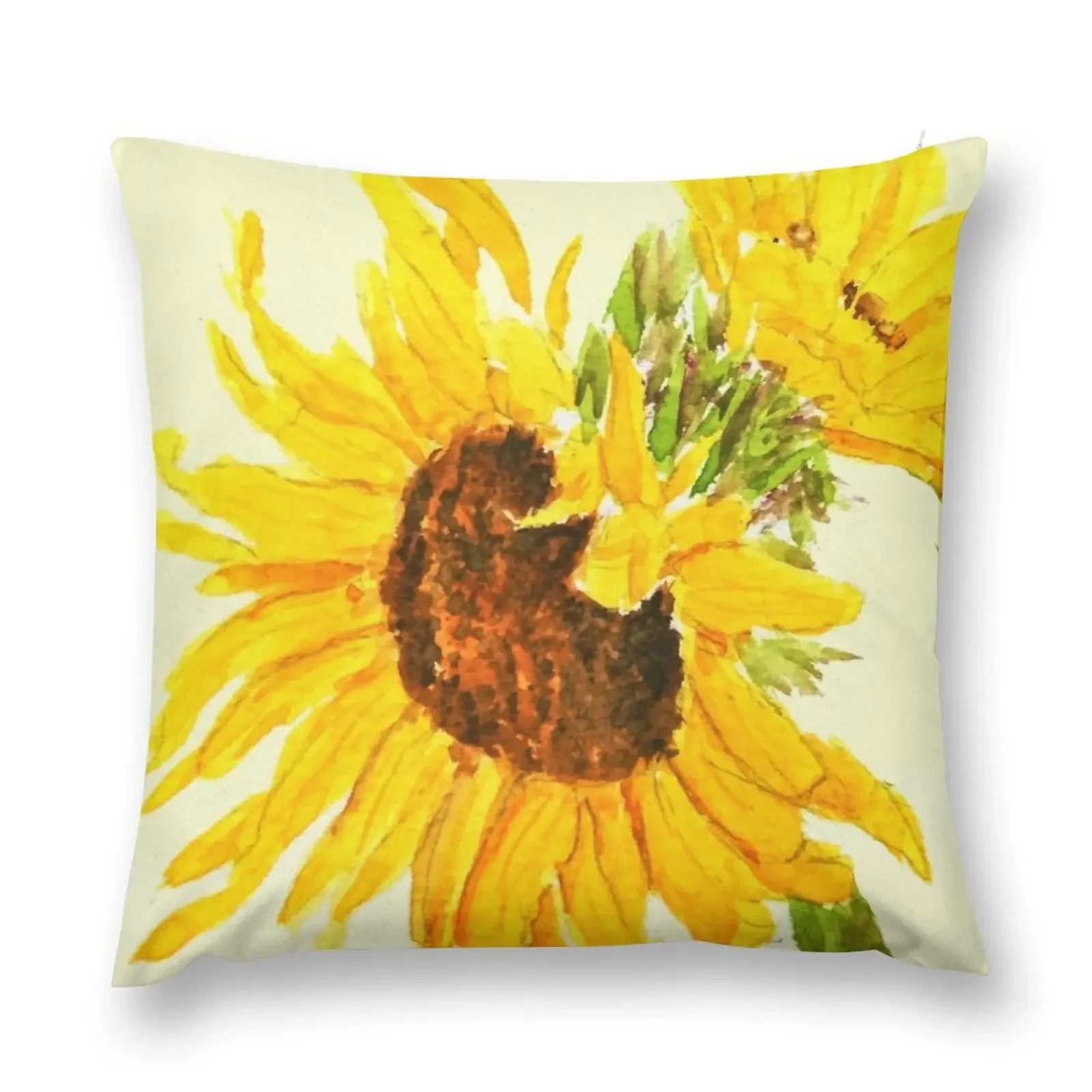 sunflower watercolor painting macro Throw Pillow Anime Decorative Cushion Christmas Pillow pillow