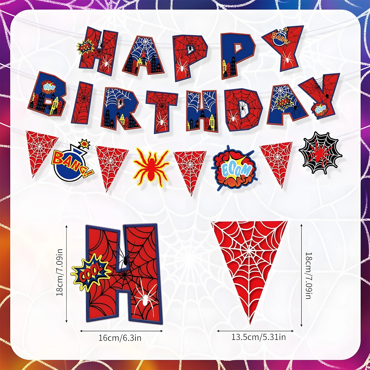 City Hero Spinnennetz-Themen Geburtstagsparty-Banner Dekoration für Kinder Jungen Mädchen Partyzubehör Fotobox Babyparty-Geschenke – Detail 2