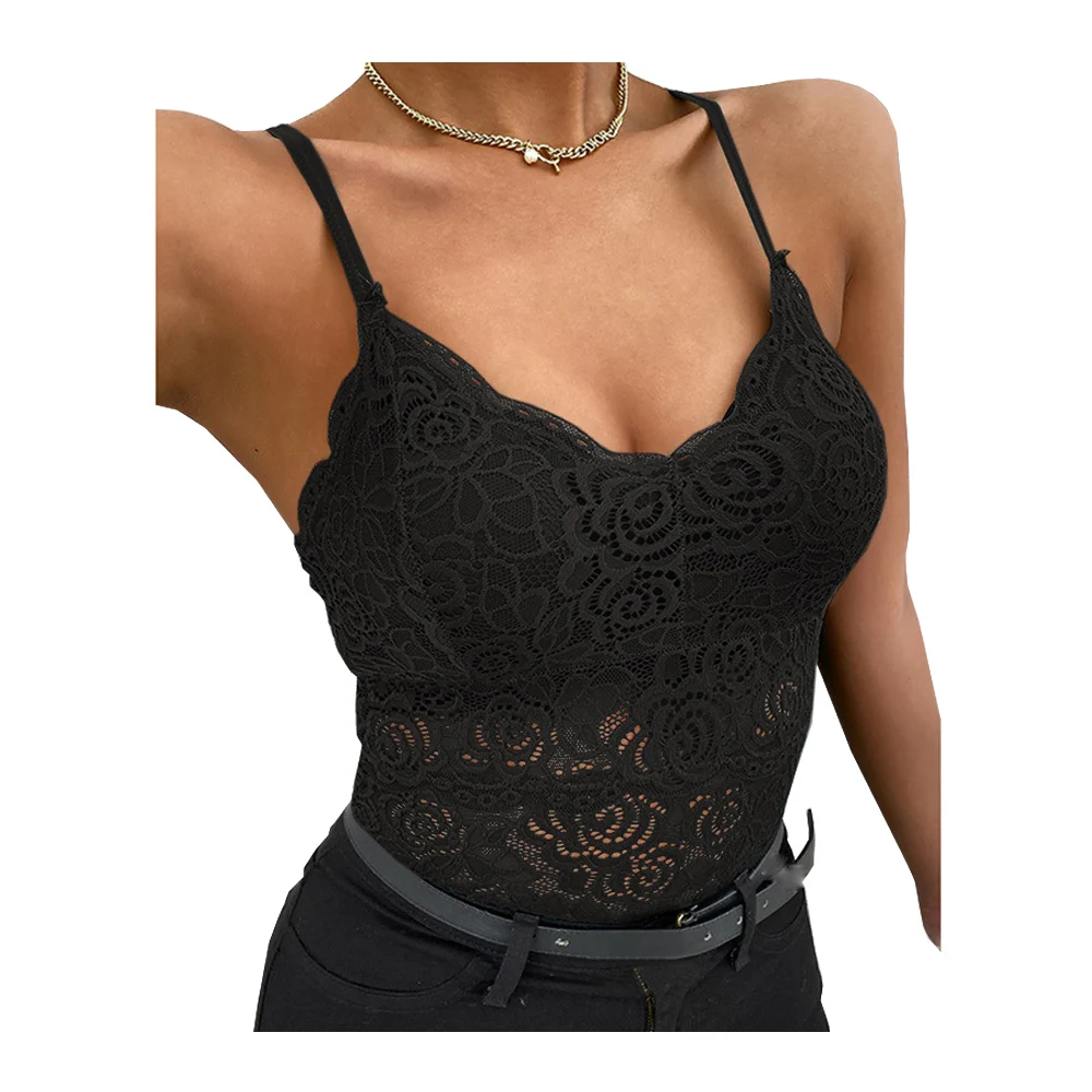 Sexy Women\'s Lace Crop Tops Deep V Neck Tank Top Bandeau Underwear Summer Camisole Vest Sleeveless Bralette Female Lace Tops