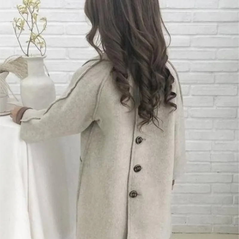 Baby Girl Vintage Cotton Wool Jacket Button Winter Spring Autumn Child Coat Boutique outwear Solid Color Baby Clothes 3-14Y