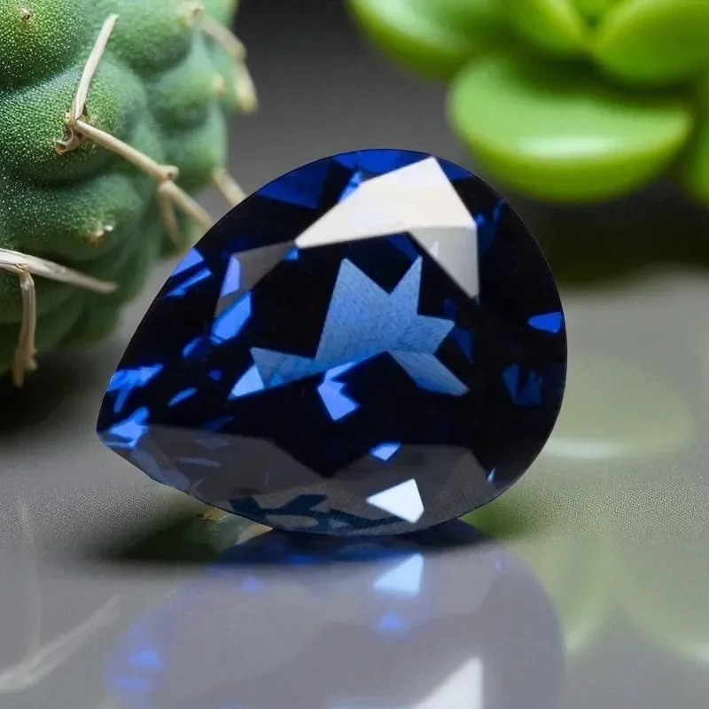

Lab Grown Sapphire Pear Cut Royal Blue VVS1 Artificial Gemstone for Charms Diy Jewelry Making Selectable AGL Certificate
