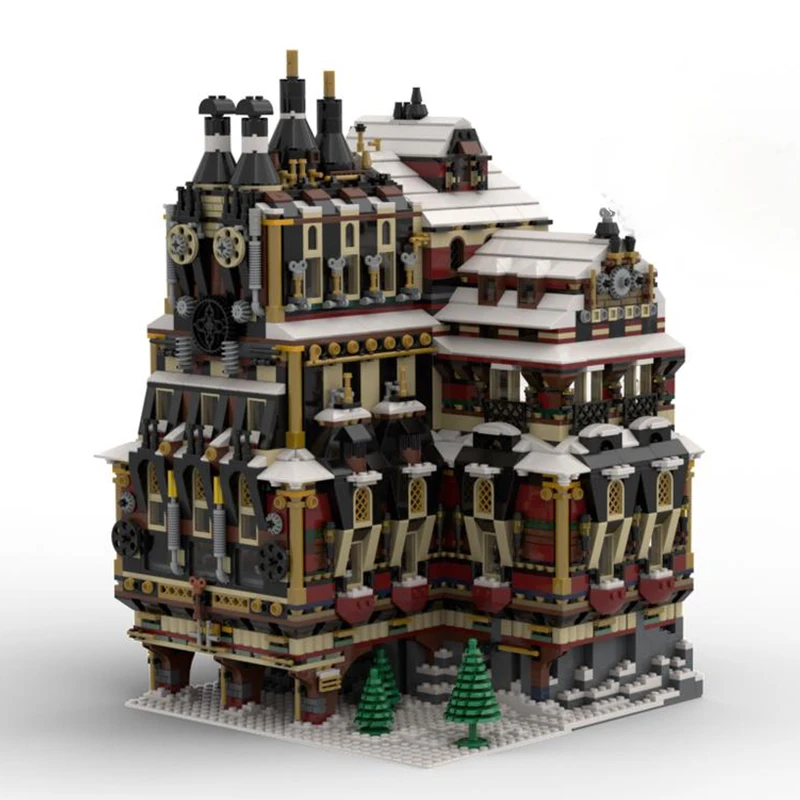 

2919 шт. MOC снежный пик, сладости, фабрика и гостиная, модульные здания, строительные блоки, рождественский подарок, игрушка для развития терпении