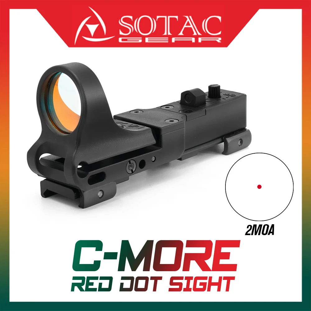 SOTAC Gear C-MORE Systems Railway Red Dot Sight with Click Switch  2MOA Dot Sight Fit Picatinny Rail Tactical Scope Accessories