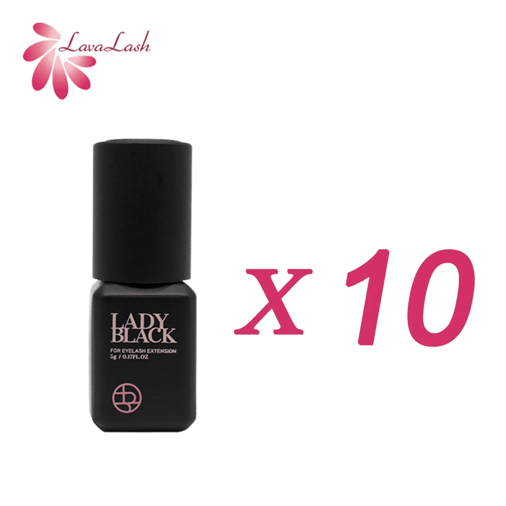 10 bottles Lady Black Glue 2-3s Fast Drying Eyelash Extension Glue 5ml Low Irritation False Lash Adhesives No Smell