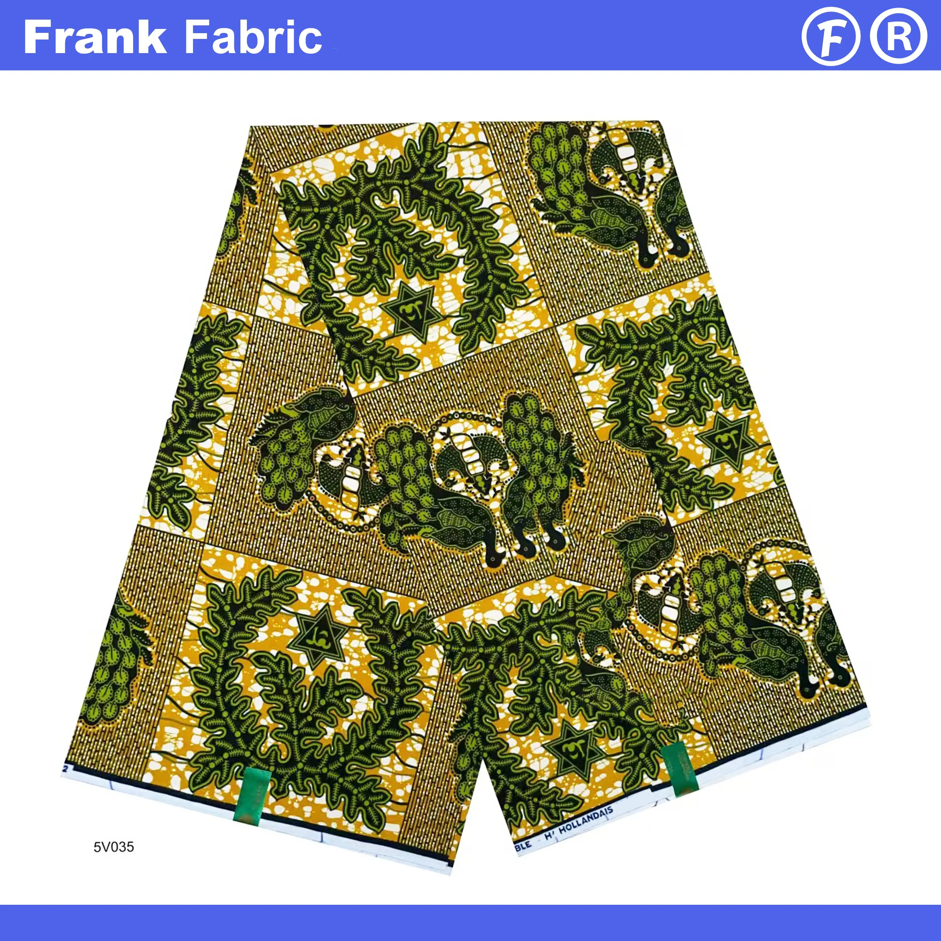 

6-ярдовая голландская ткань Анкара в стиле батик, предварительно вымытая хлопковая ткань с африканским восковым принтом Hollandais для изготовления платьев, оптовый заказ FF2508.76