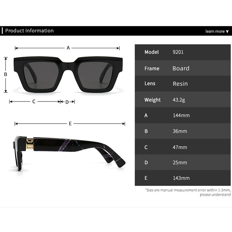 LOERHUNAR 2025 Neue Marke Design Quadratischen Rahmen Myopie Sonnenbrille für Frau und Mann UV400 Sonnenschirm Mode Sonnenbrillen 0 bis -6,0 – Detail 2