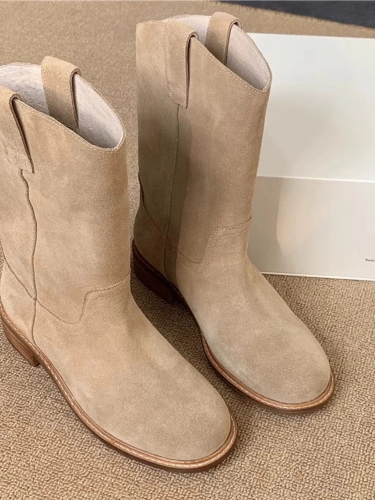 

Women's Western Cowboy Boots ort Boots Versatile Faux Suede Sve Street Sle Spring Autumn Faion Boots