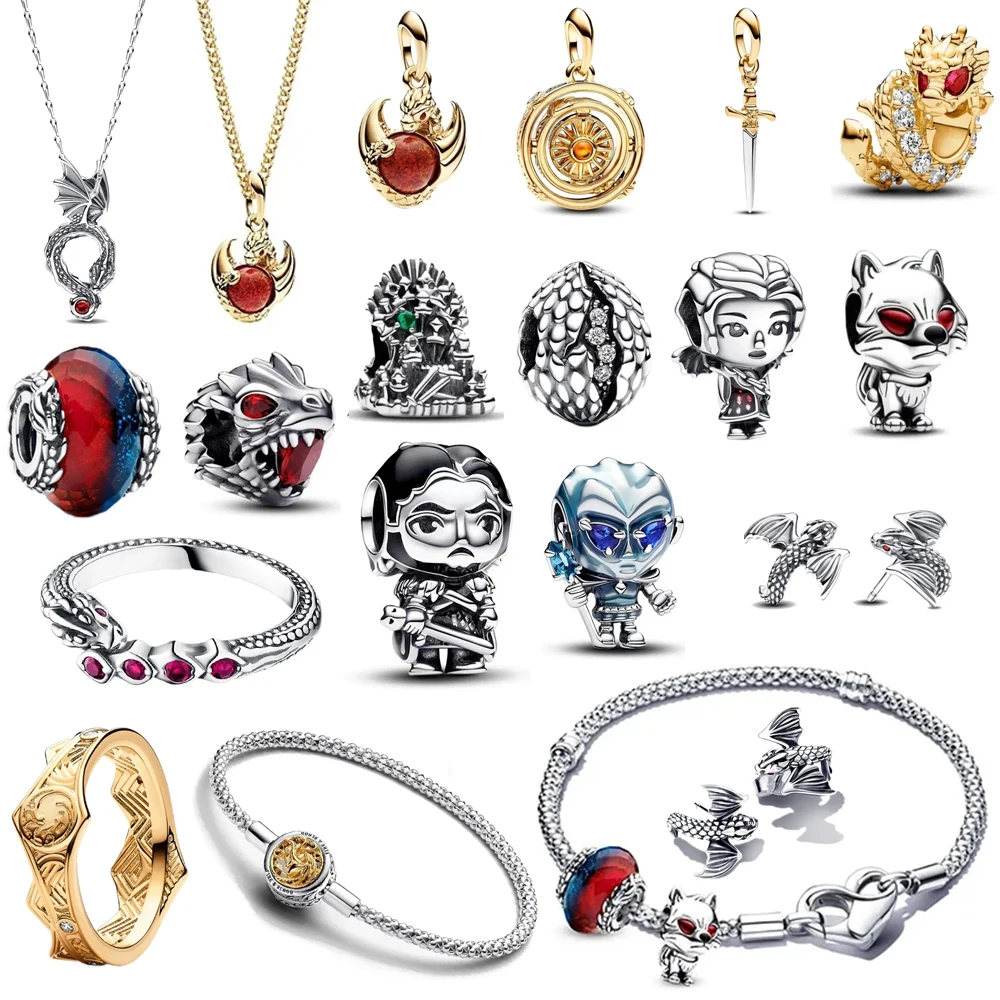 

Hot Sale Miniso 925 Original Beads Charms Fit Bracelet Dragon Wolf Chair Egg Sword Silver Charm For Women Making Jewelry Gift
