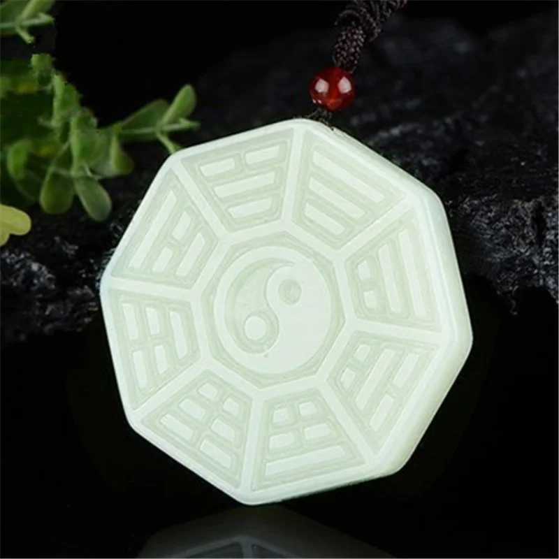 Hetian Zodiac Eight-Diagram-Shaped Appetizer Double-Sided Men's and Women's Jade Pendant