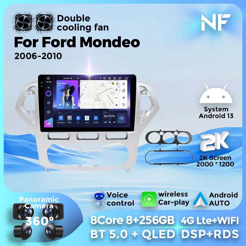 

Android 13 For Ford Mondeo MK4 2006-2010 9 Inch Car Radio Multimedia Player GPS Navigation For Wireless Carplay Auto BT 8 Core