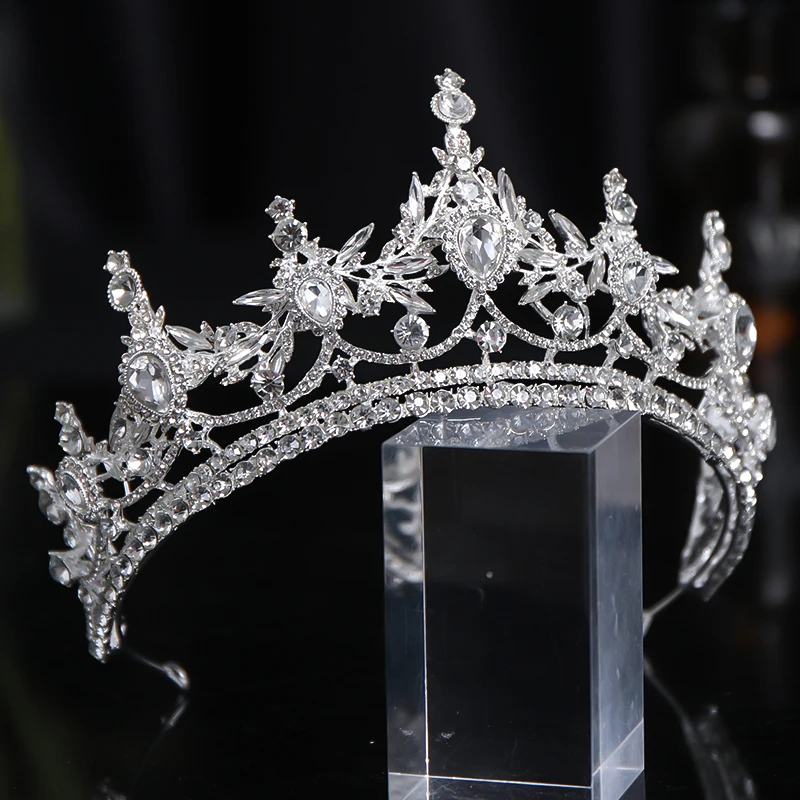 New 2022 Bridal Crown Wedding Headdress Silver Rhinestone Luxury Hair Ornament Hair Hoop Bridesmaid Hairband Women Paty Gift image 4