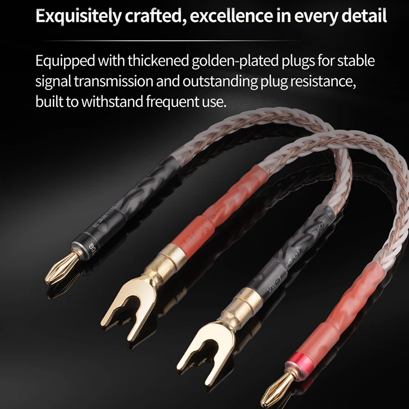 Kabel głośnikowy HiFi 4 szt. Mostek/Przewód połączeniowy Audio Over Machine Line 7N OCC Pozłacany Złotem Wtyk Bananowy Y Przewód Głośnikowy — zdjęcie produktu 3