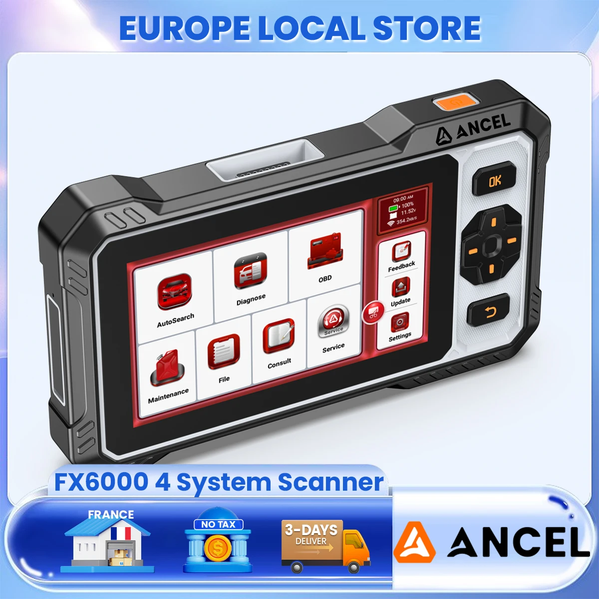 ANCEL FX6000 OBD2 Scanner automobilistico Controllo bidirezionale ABS EPB BMS ETS Olio SAS 7 Reset 4 Sistema OBD Strumenti diagnostici per auto