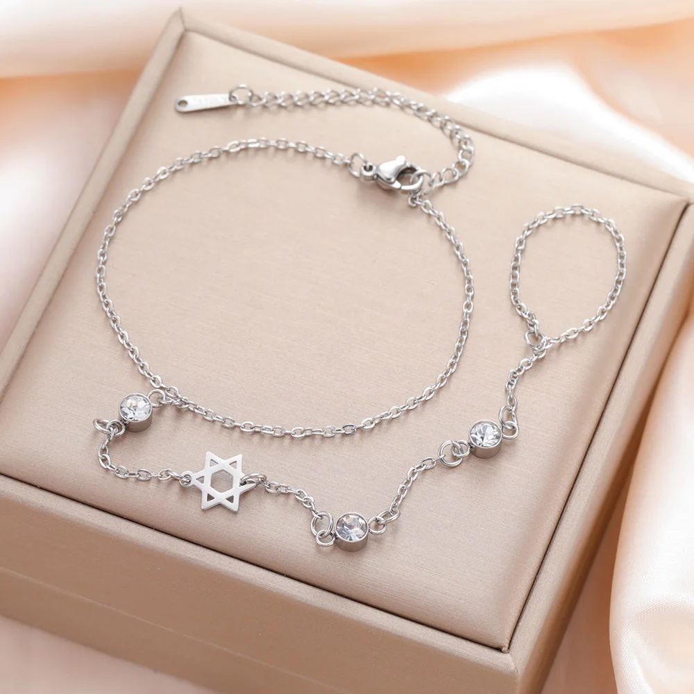 Dawapara Davidstern und Chai Armband Handkette Jüdisches Hexagramm Glücksbringer Judaica Schmuck Edelstahlschmuck – Detail 10