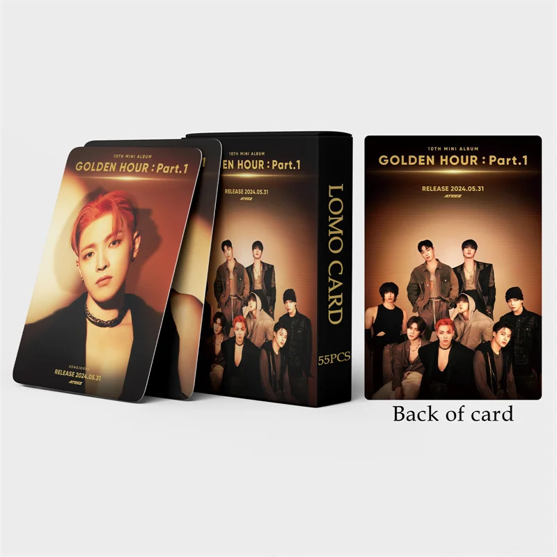 55pcs/set KPOP ATEEZ New Album GOLDEN HOUR : Part.1 LOMO Card Hongjoong Yeosang San Seonghwa Girl Gift Postcard Photo Card Fine