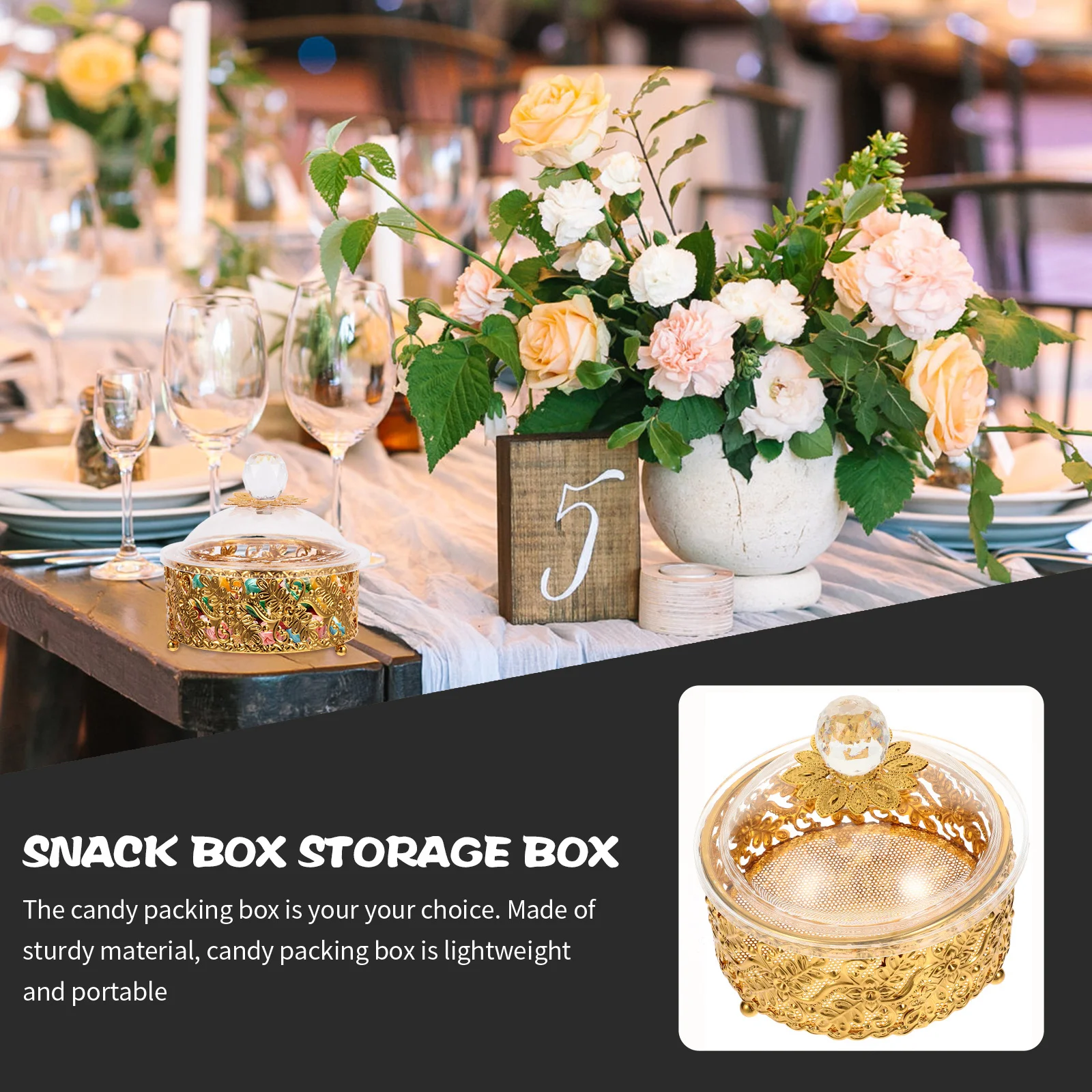 

Reusable Lidded Sweets Box European Style Candy Storage Container for Party Wedding Holiday Decorative Treats Desktop