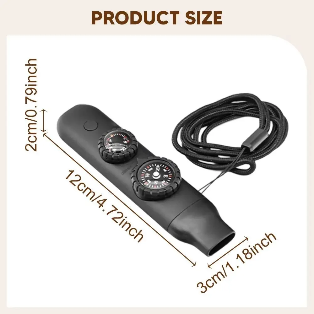 7-in-1 Emergency Survival Whistle Compass Flashlight Outdoor Survival Whistle High Decibel Multifunction