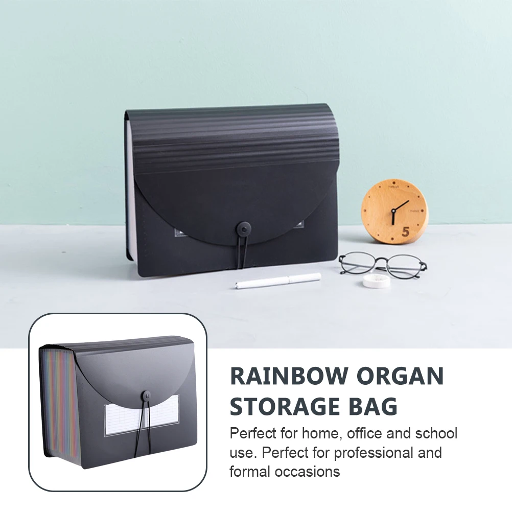 

Filing Folder Rainbow Organ Storage Bag Documents File Portable Office Accessory