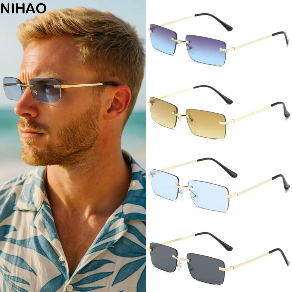 

UV Protection Multicolor Beachside Sun Glasses Vision Care Vintage Frameless Sunglasses Lightweight Rectangle UV400 Eyewear Pool
