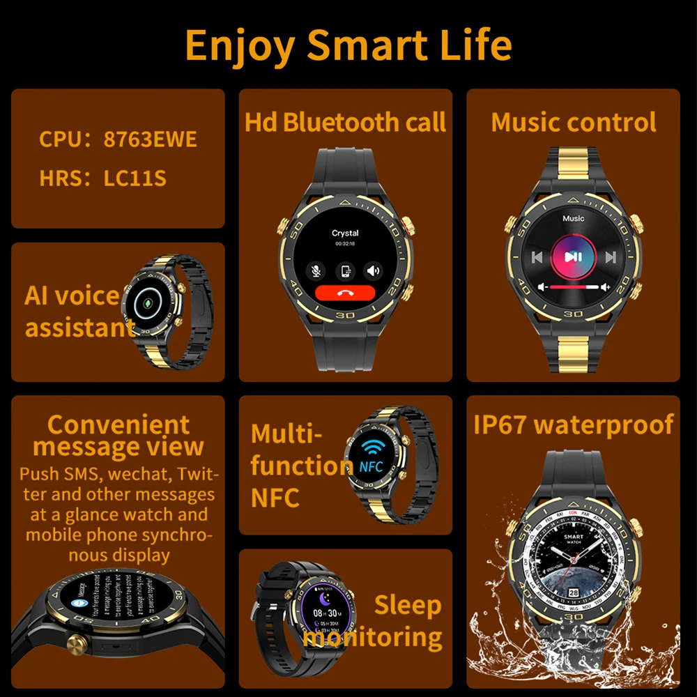 New Blue Tooth Call Smart Watches Men Women Sports Fitness Monitoring Smartwatch Waterproof Health Weather Voice Assistant Music