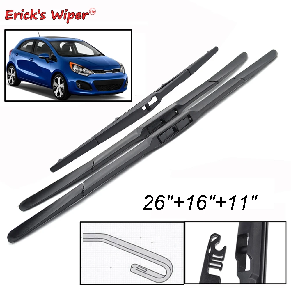 Erick\'s Wiper Front & Rear Wiper Blades Set For Kia Rio 3 UB Hatchback 2011 - 2017 Windshield Windscreen Window Brush 26\