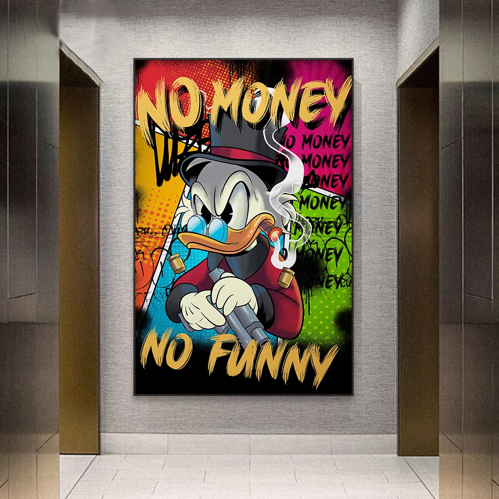 Pop Art Scrooge McDuck Poster Banksy Graffiti Poster Colorful Disney Wall Art Prints Canvas Painting Home Living Room Decor