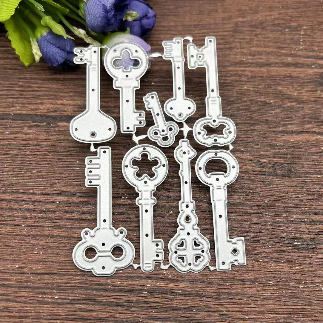 9 sztuk klucze w stylu Vintage zestaw metalu wykrojniki szablony dla DIY Scrapbooking dekoracyjne wytłaczanie rzemieślnicze szablon