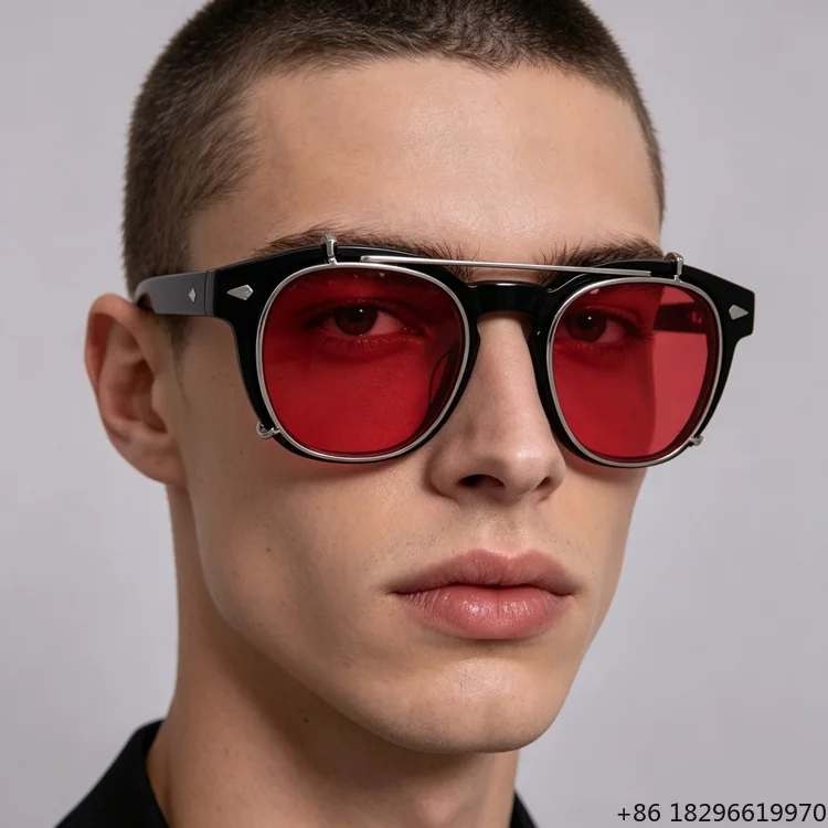 Anti Blue Light Red Lens Biohacking Eyewear Sleep Aid Glasses Blocks 99% of Blue Light Acetate Clip on Eyewear