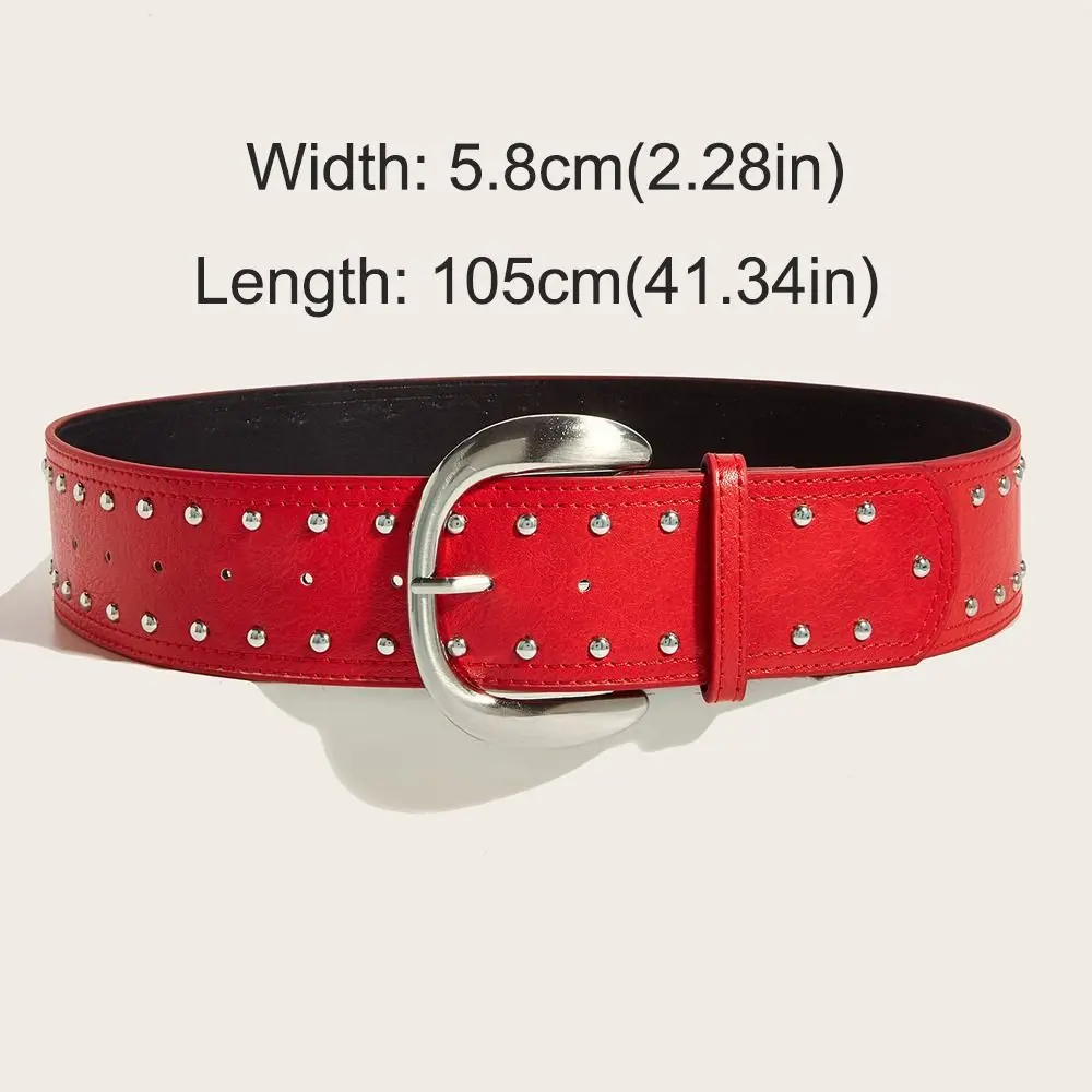 패션 헤비 듀티 리벳 와이드 벨트 Y2K 빈티지 허리 스트랩 펑크 록 하라주쿠 슬리밍 벨트 여성용