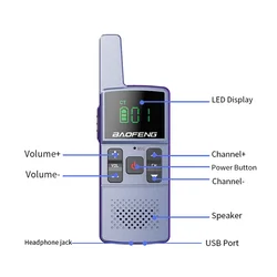 1/2pcs Baofeng M1/M2 Professional Mini Walkie Talkie 400-470MHz USB Direct Charging UHF with Headset for Two Way Radio BF-888S