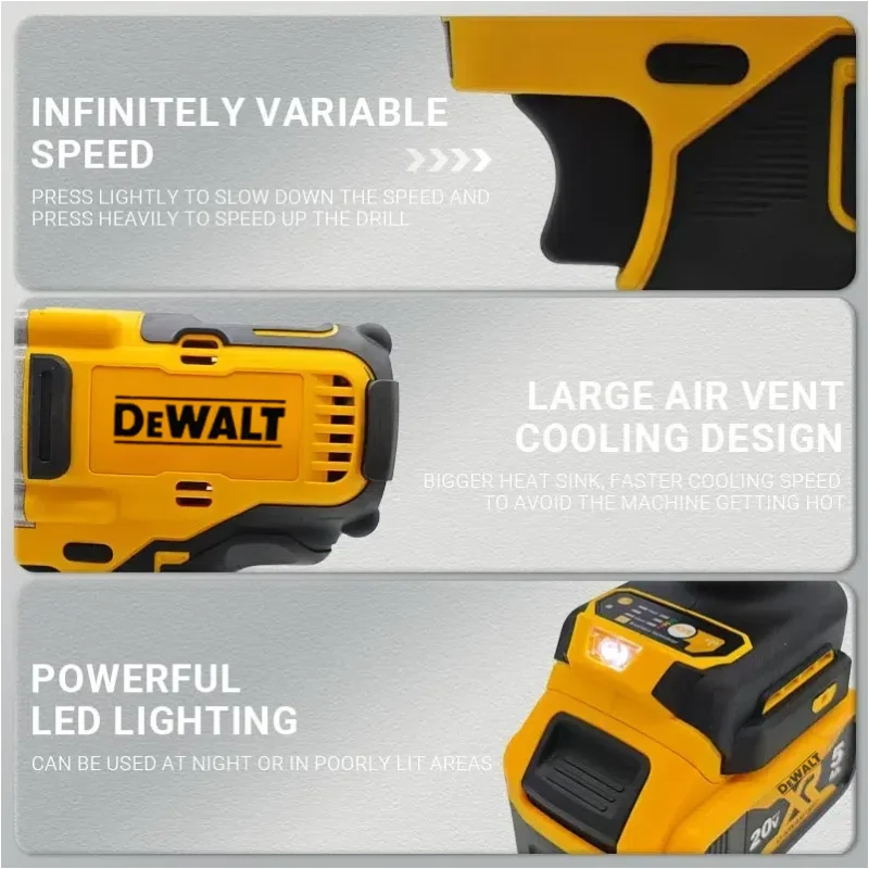 DEWALT DCF892 Brushless Electric 812N.m Wrench 1/2 Inch Cordless Impact Driver High Torque Three Speed Auto Repair Power Tools