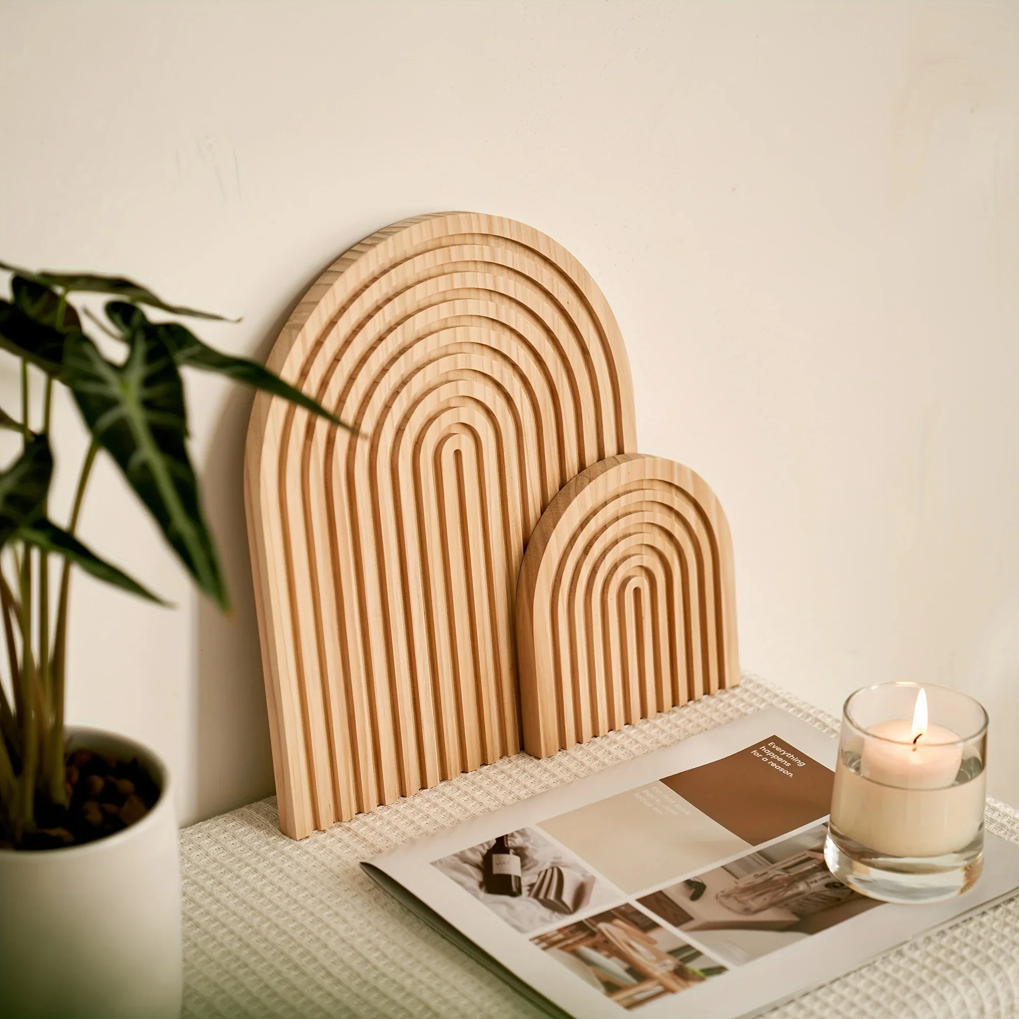 

Bohemian Style Wooden Decorative Wall Shelf and Vanity Table Ornament 2 Combination, Home Decor Suitable for Living Room
