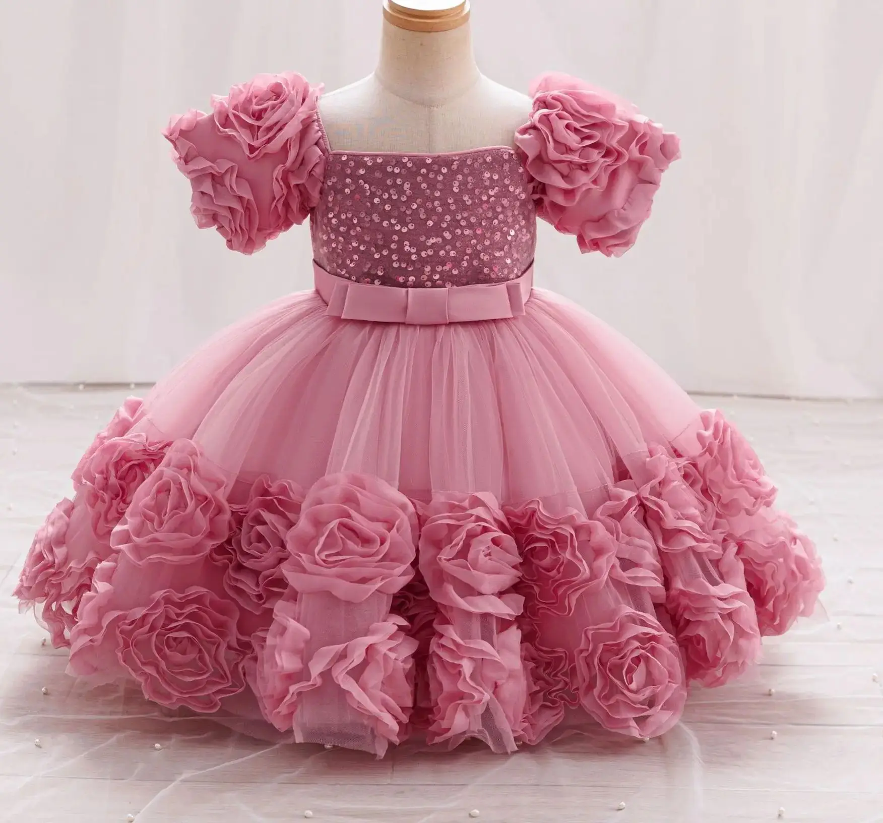 

Вечернее платье с цветочным узором для девочек, детские праздничные платья для девочек, детская одежда с блестками, бальное платье