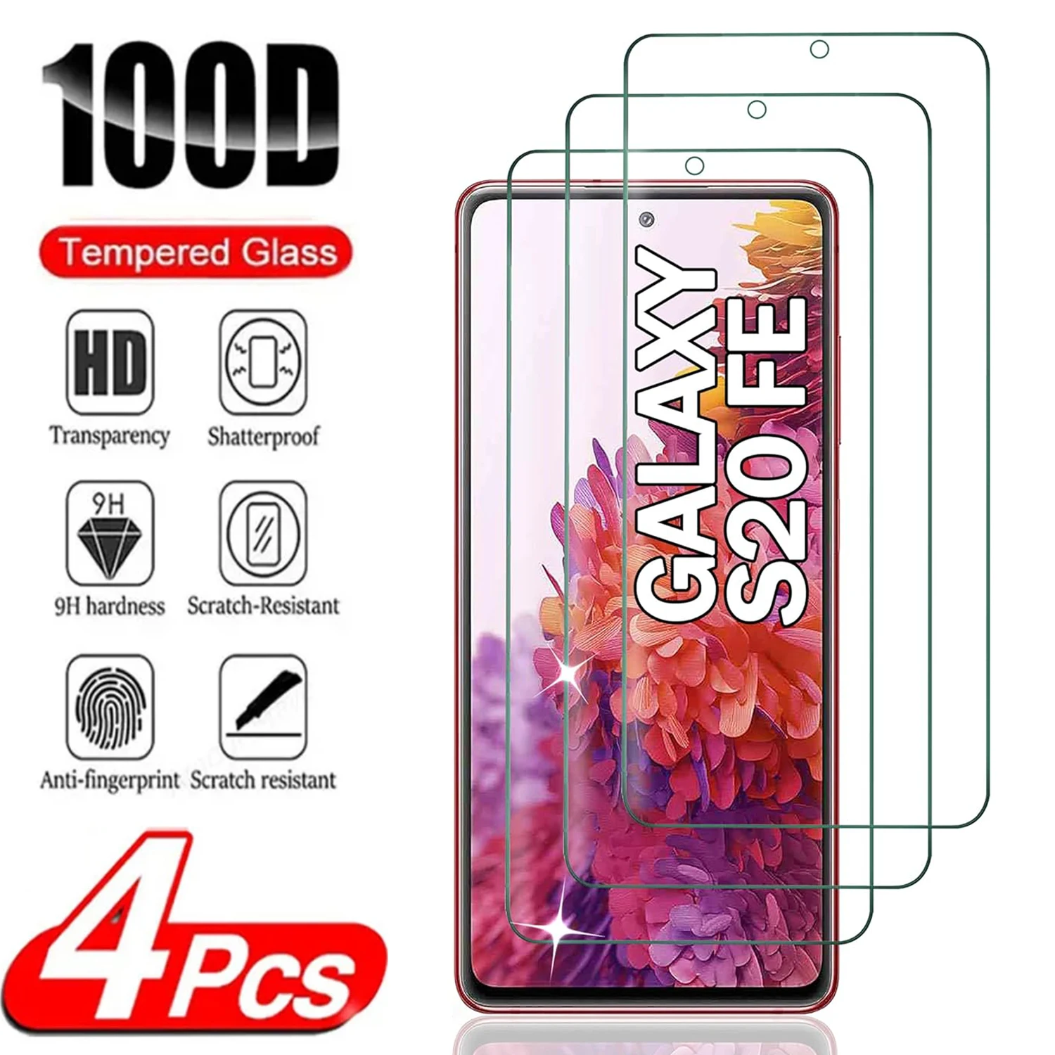 

9H Screen Protector For Samsung Galaxy S20 FE 5G 2022,2/4Pcs HD Tempered Glass