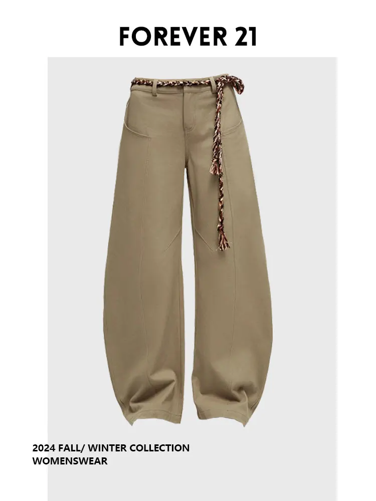 

Forever 2 Retro Design Casual Workwear Waed Knife High Waist Women's Pants Summer Collection plus Size Pear Body pe