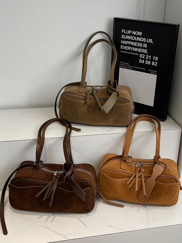 

Матовая большая сумка, сумка для подмышек, сумка на одно плечо, бостонская подушка, женская повседневная простая сумка без талии, с мягкой ручкой, прямоугольная