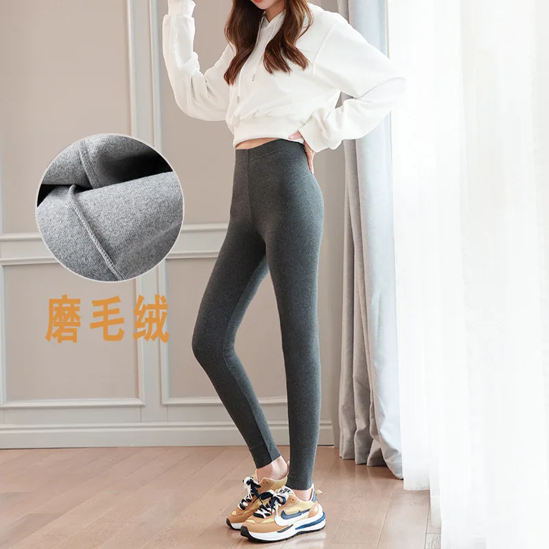 Women Leggings 2022 Winter Warm Velvet Fleece Lined Slim High Waist Skinny Pants Female Solid Color Thick High Stretch Leggings