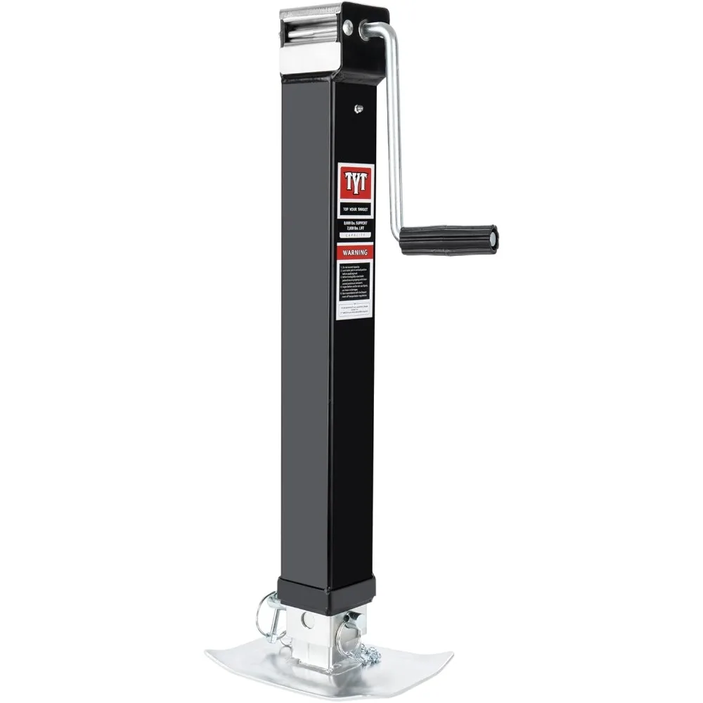 Cric per rimorchio quadrato con capacità di 8000 libbre per impieghi gravosi con sollevamento da 15 pollici e gamba ribaltabile regolabile