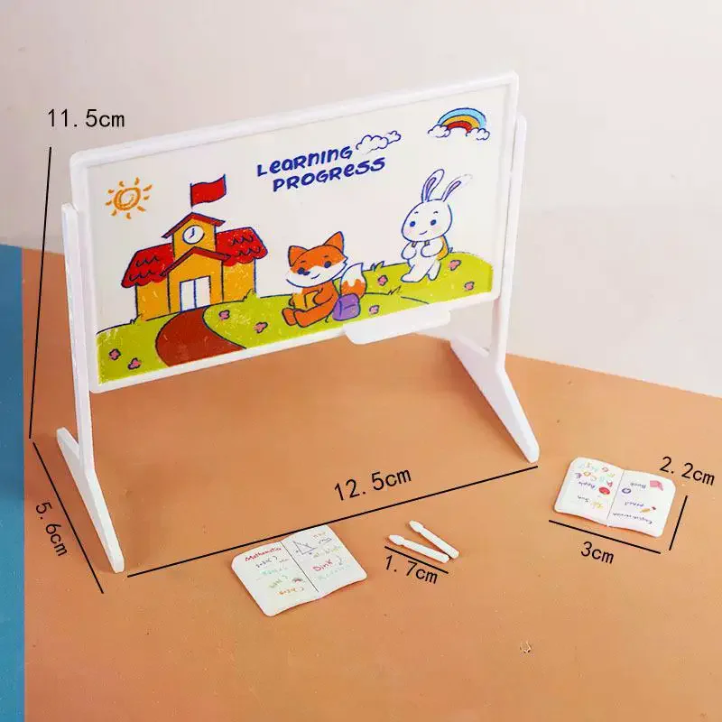 1:12 Poppenhuis Miniatuur Simulatie Klaslokaal Bureau Schoolbord Boekentas Meubels Thuis Model Decor Speelgoed Poppenhuis Accessoires