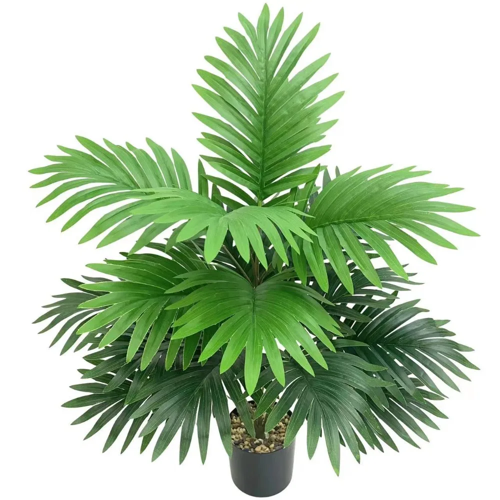 

Plastic Artificial Palm Tree Large Green Artificial Tropical Plants Realistic 21 Leaves Faux Tropical Leaves Home Garden Decor