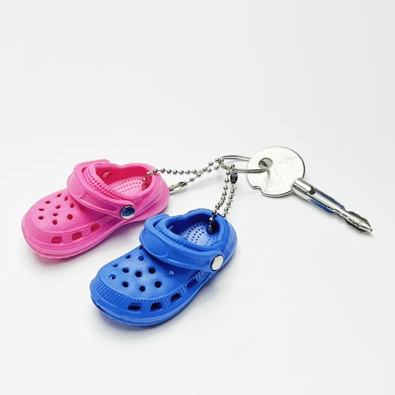 3D New Mini Shoes Shape Keychain PVC Shoe Charms For Clogs Accessories Women Beach Bag Sandals Buckle Pins DIY Jewelry Decoratio