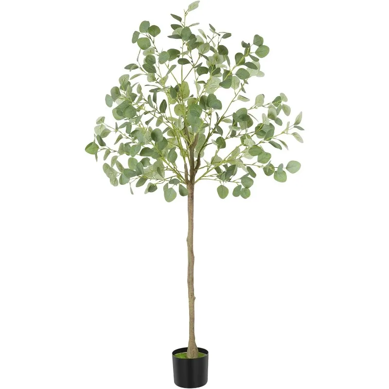 

Artificial Eucalyptus Tree,5Ft Tall Fake Potted Tree Silk Faux Eucalyptus Tree with Plastic Nursery Pot