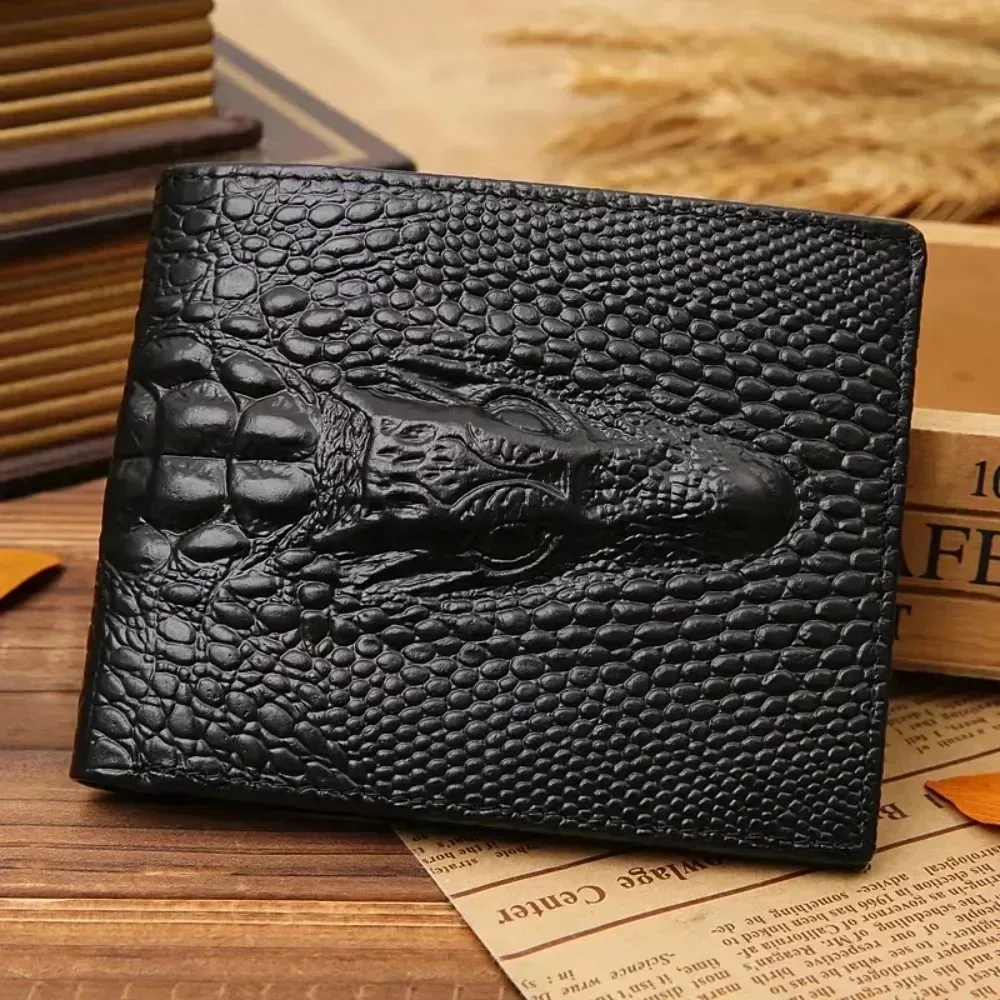 PU Leather Wallets Luxury Cattle Male Fashion Design Crocodile Emboss Simple Standard Brand Wallet Handy Purse Men