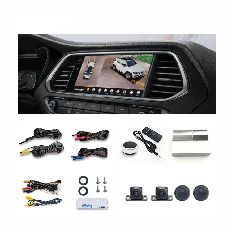 

3D 360 Degree Round Rear View Surround Car Dvr Reverse 4 Camera Kit Parking Sensor System 24Truck Backup Side 360 Car Camera