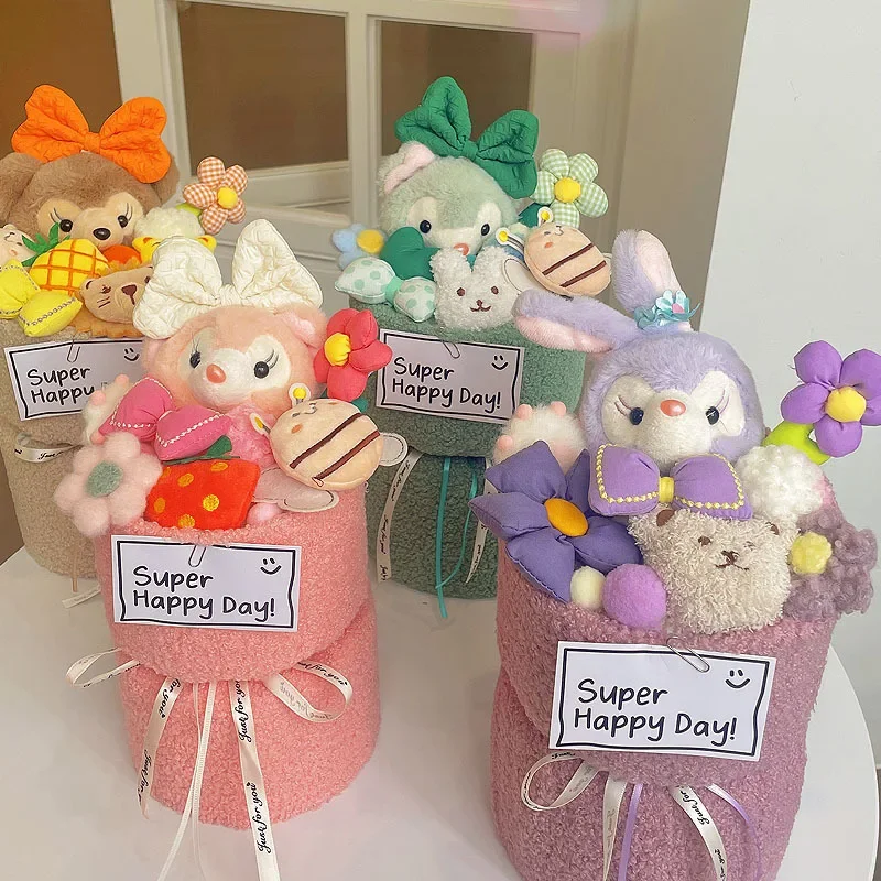 Disney Anime Stellalou Linabell Duffy Gelatoni Cartoon Plush Doll Flower Bouquet Girls Kawaii Valentine's Day Birthday Gifts