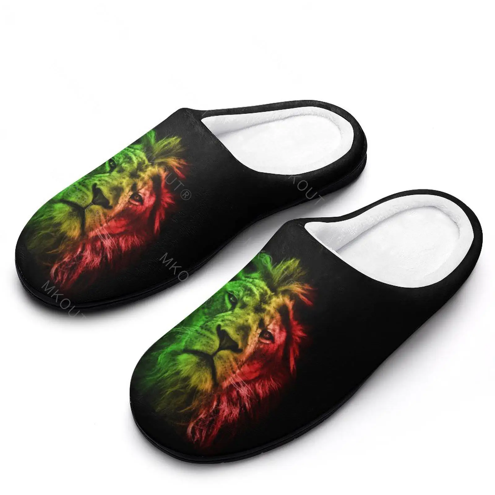 Pantoufles Rastafarian Reggae pour hommes et femmes, pantoufles chaudes d'hiver, sensation de Rasta discutant de Juda, toboggans en coton, coordonnants, couple, ménage Fla, 4