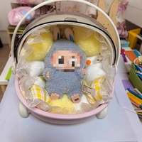 compatible  Labubu Storage Box, Stuffed Dolls and Handheld Cradle Cart, Flip-top Push Cart for Snacks, Toys, and Miscellaneous