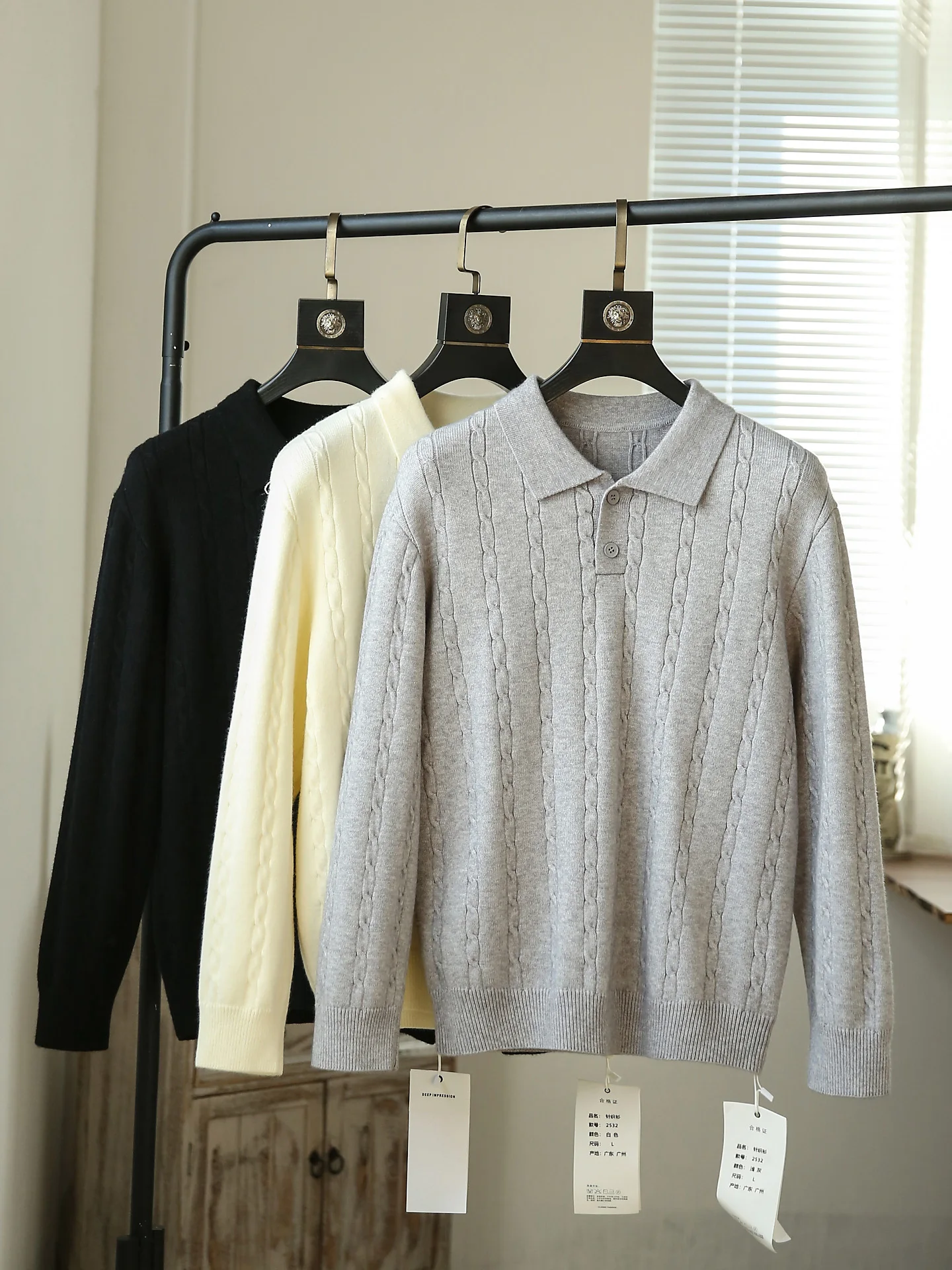 

Новый осенне-зимний мужской свитер в японском ретро-стиле с воротником, мягкий, удобный, повседневный, вязаный, с длинными рукавами