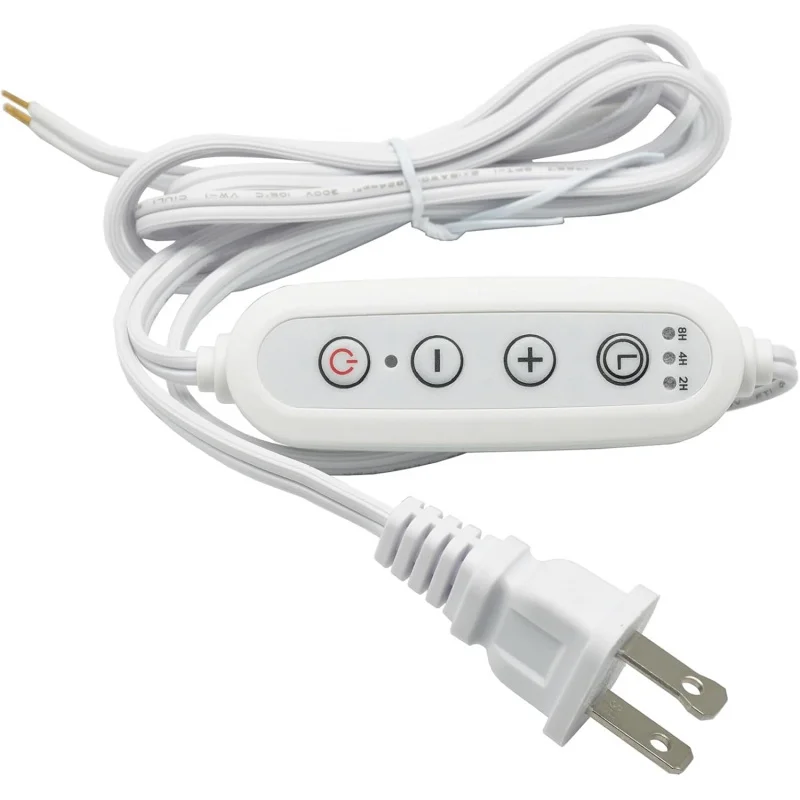 Lamp Cord with Dimmer, LED Timing Function，Dimmable & Timer 2/4/8Hrs, Dimmer String Lights 360W,18 AWG 2 Prong Extension