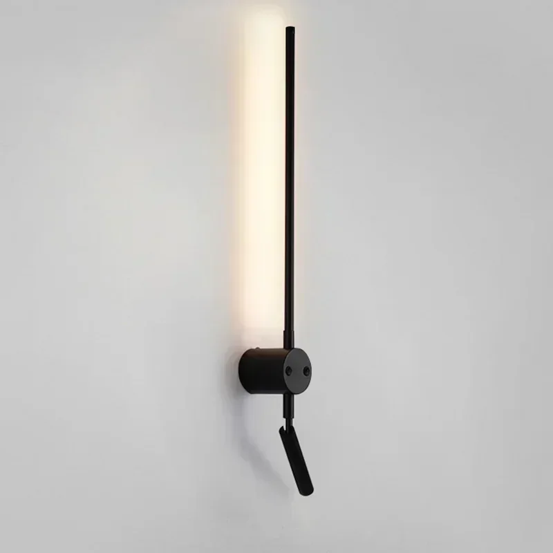 Nordic Modern Art LED Wall Lamp with Switch Bedroom Stairs Hallways Dining Living Room Background Decor Black Lights Bathroom